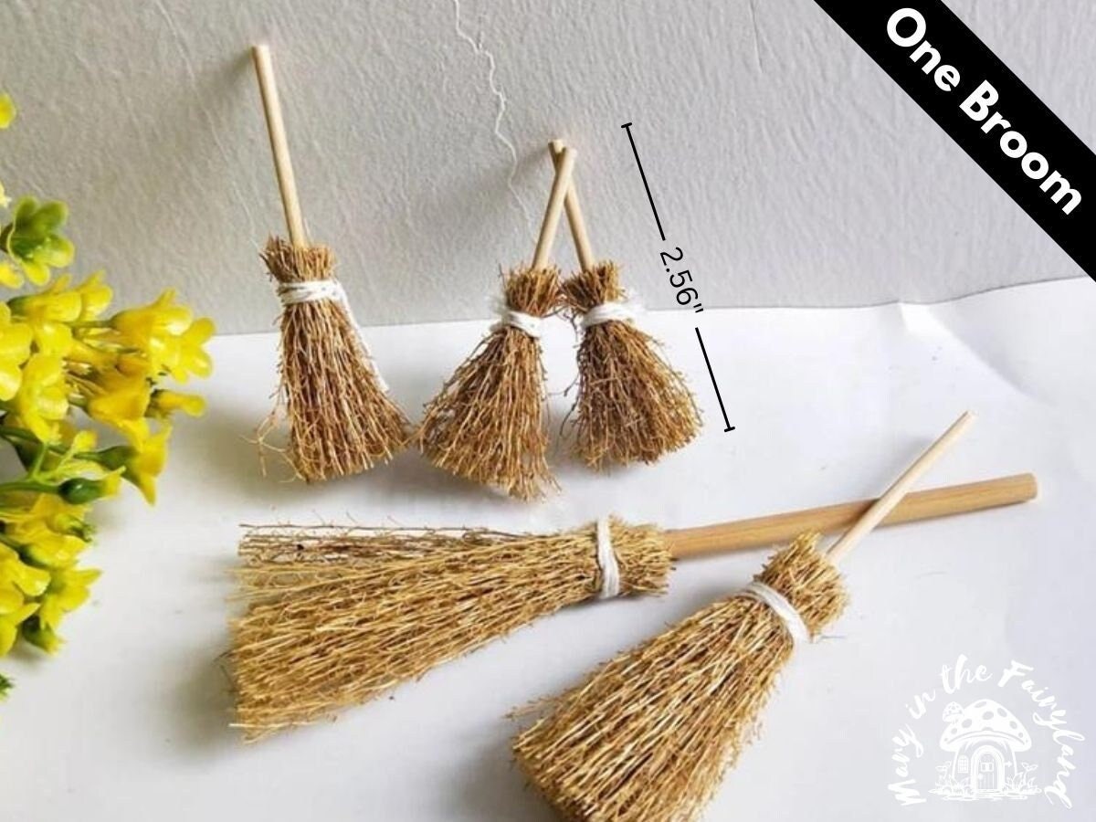 Enchanting Miniature Straw Brooms for Your Fairy Wonderland