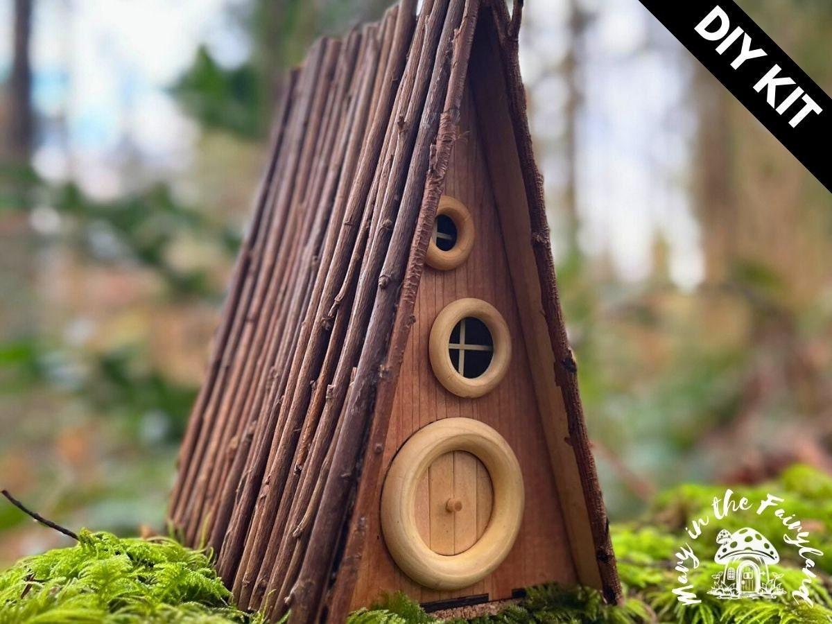 4x DIY A-Frame Fairy House Kit - Whimsical Craft for Magical Gardens