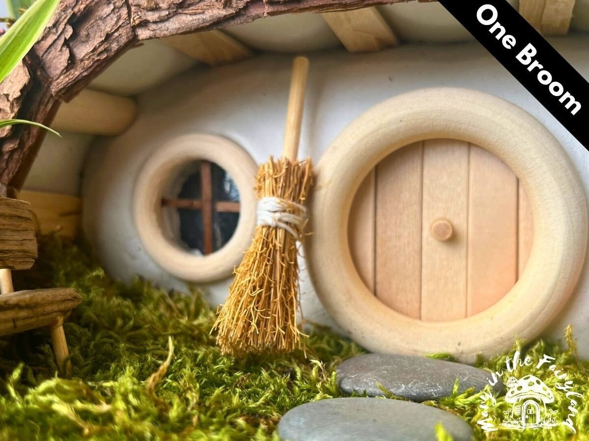 Enchanting Miniature Straw Brooms for Your Fairy Wonderland