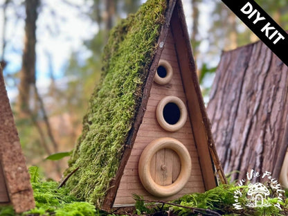 4x DIY A-Frame Fairy House Kit - Whimsical Craft for Magical Gardens