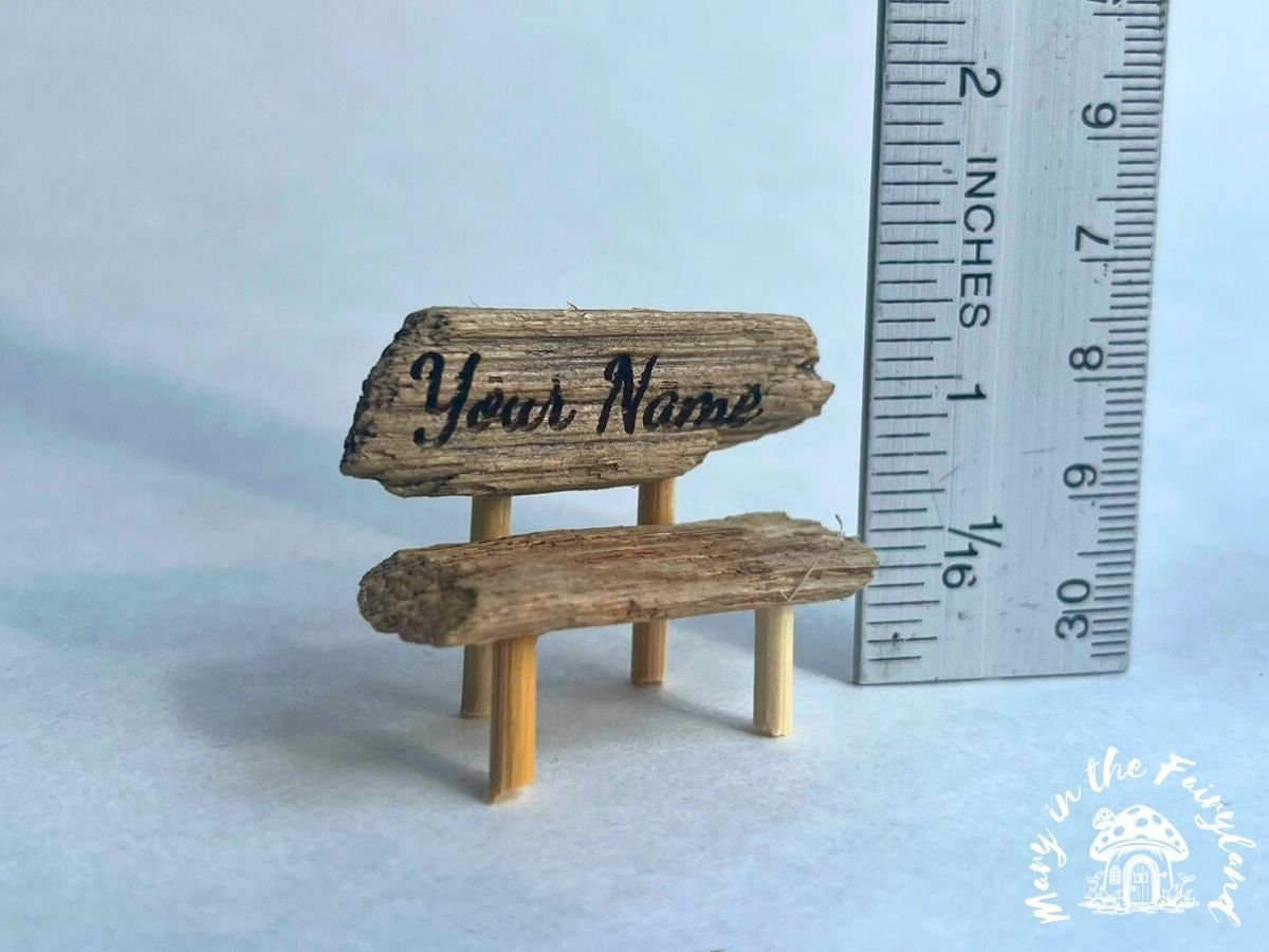 Custom Engraved Mini Fairy Benches – Handcrafted Personalized Decor