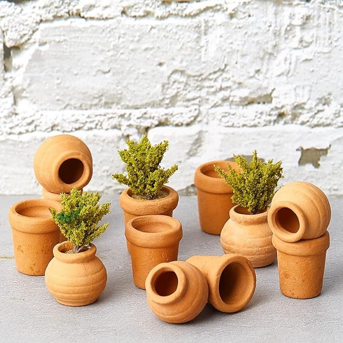 2x Miniature Terracotta Clay Pots
