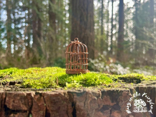 Enchanting Miniature Metal Fairy Birdcage - Vintage Rusty Ornaments for Fairy Gardens