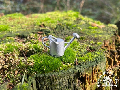 Enchanting Miniature Grey Metal Watering Can - Fairy Garden Accessory