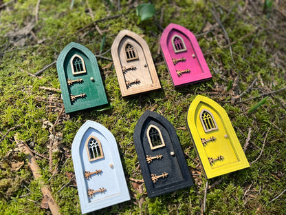 Enchanting Colored Gothic Fairy Doors for Outdoor Fairy Gardens