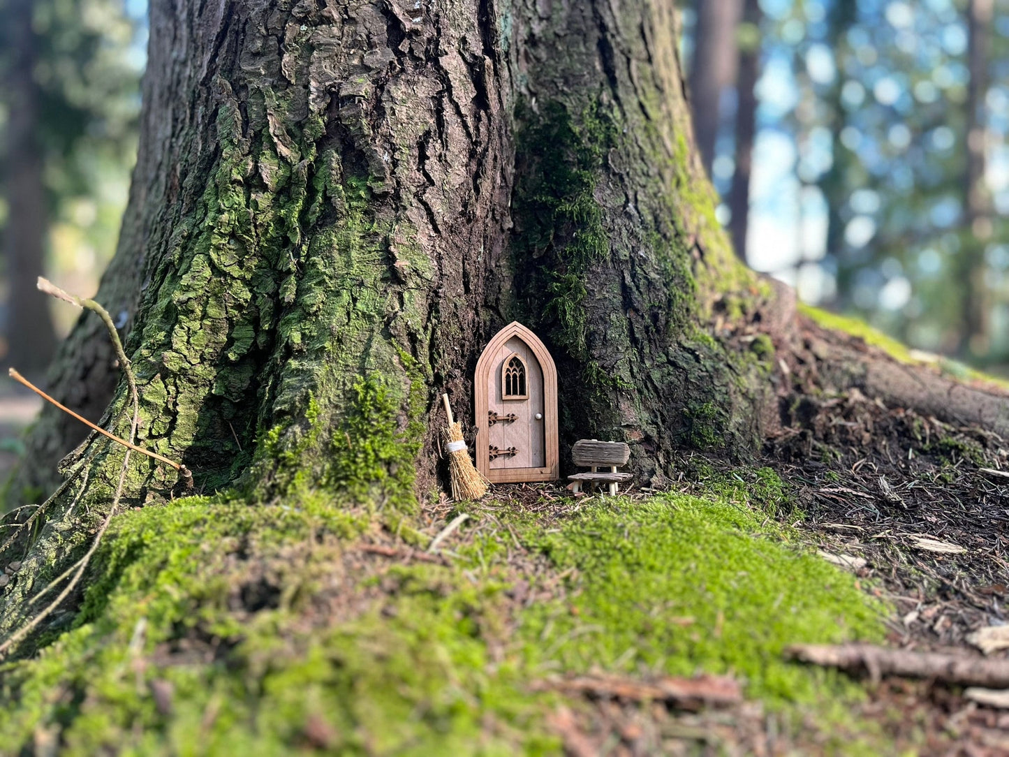 Handcrafted Colored Gothic Fairy Doors for Enchanting Outdoor Fairy Gardens