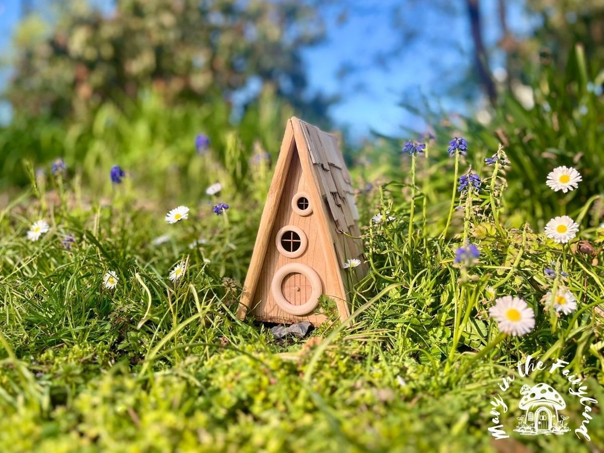 Outdoor A-Frame Fairy House - Handcrafted Fairy Garden Decor