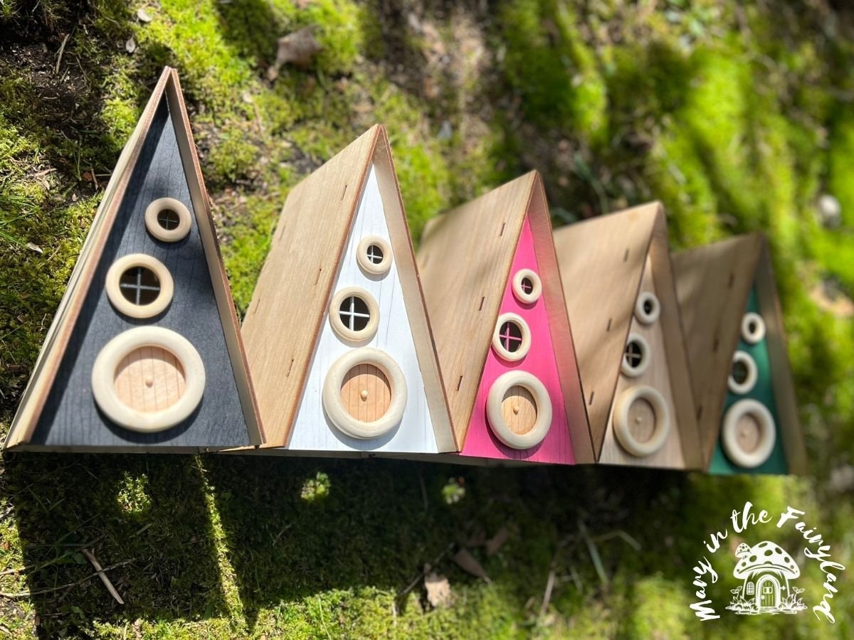 Outdoor A-Frame Fairy House - Handcrafted Fairy Garden Decor