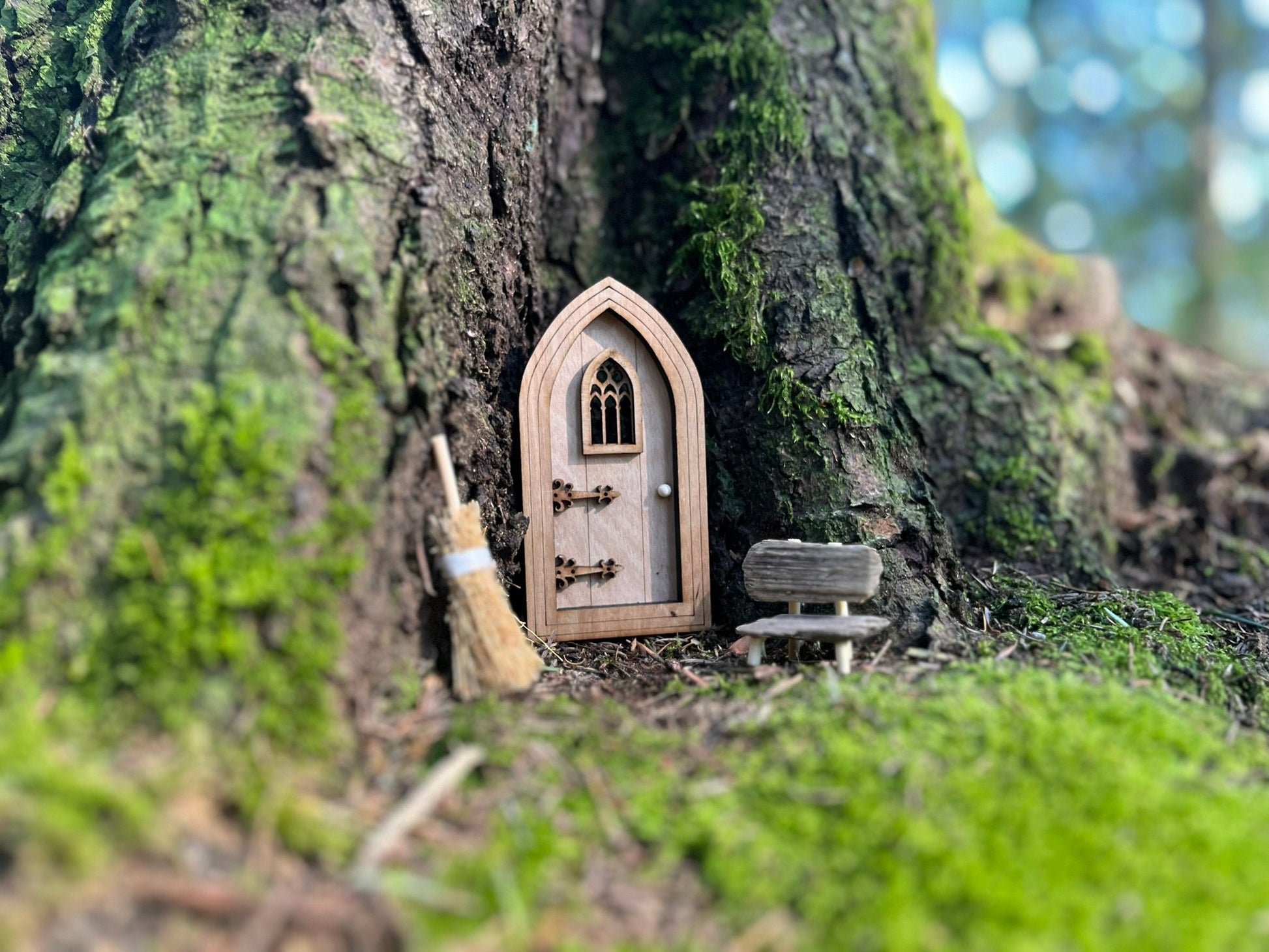 2x Enchanting Handmade Miniature Wood Benches