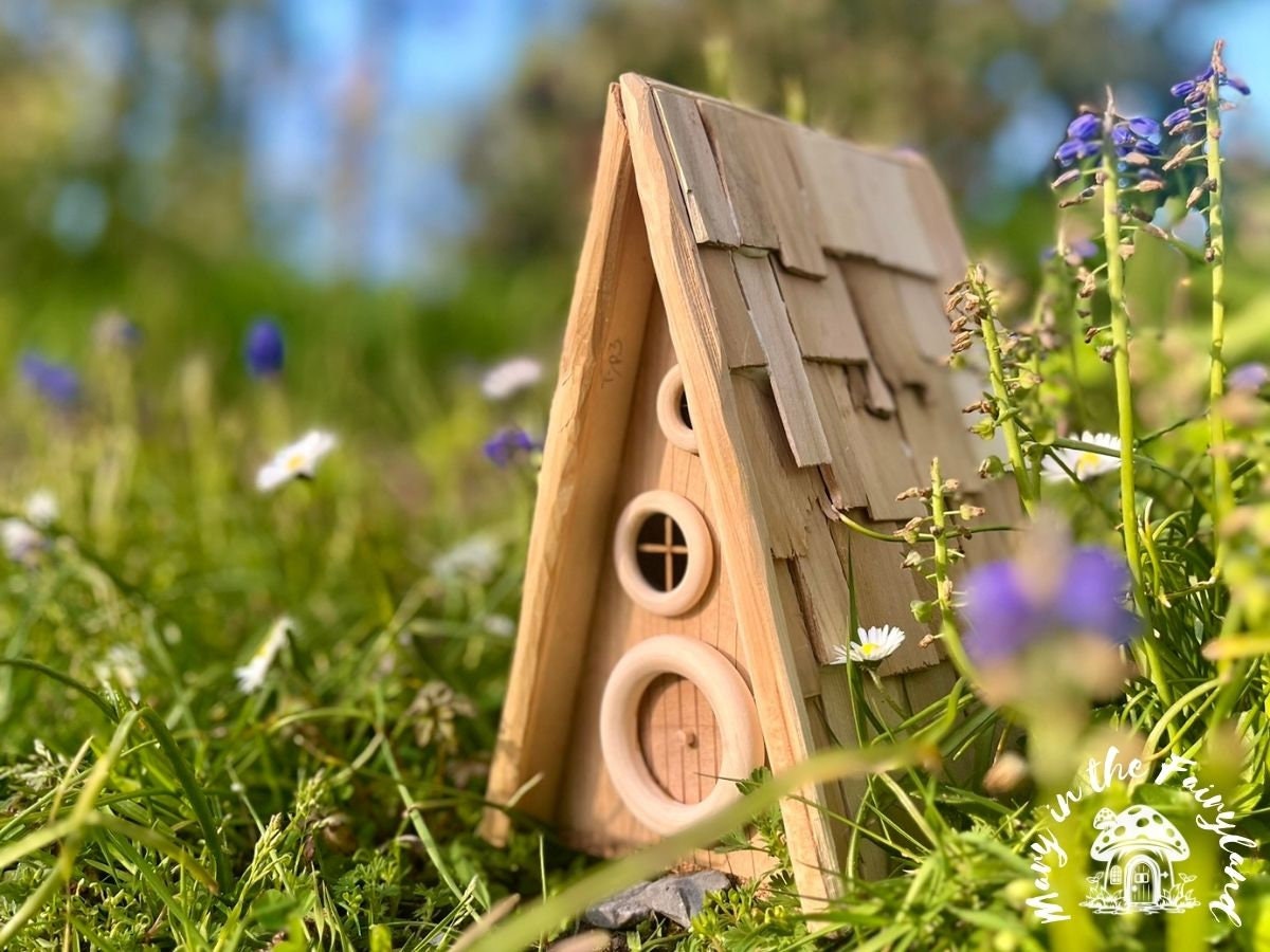Outdoor A-Frame Fairy House - Handcrafted Fairy Garden Decor