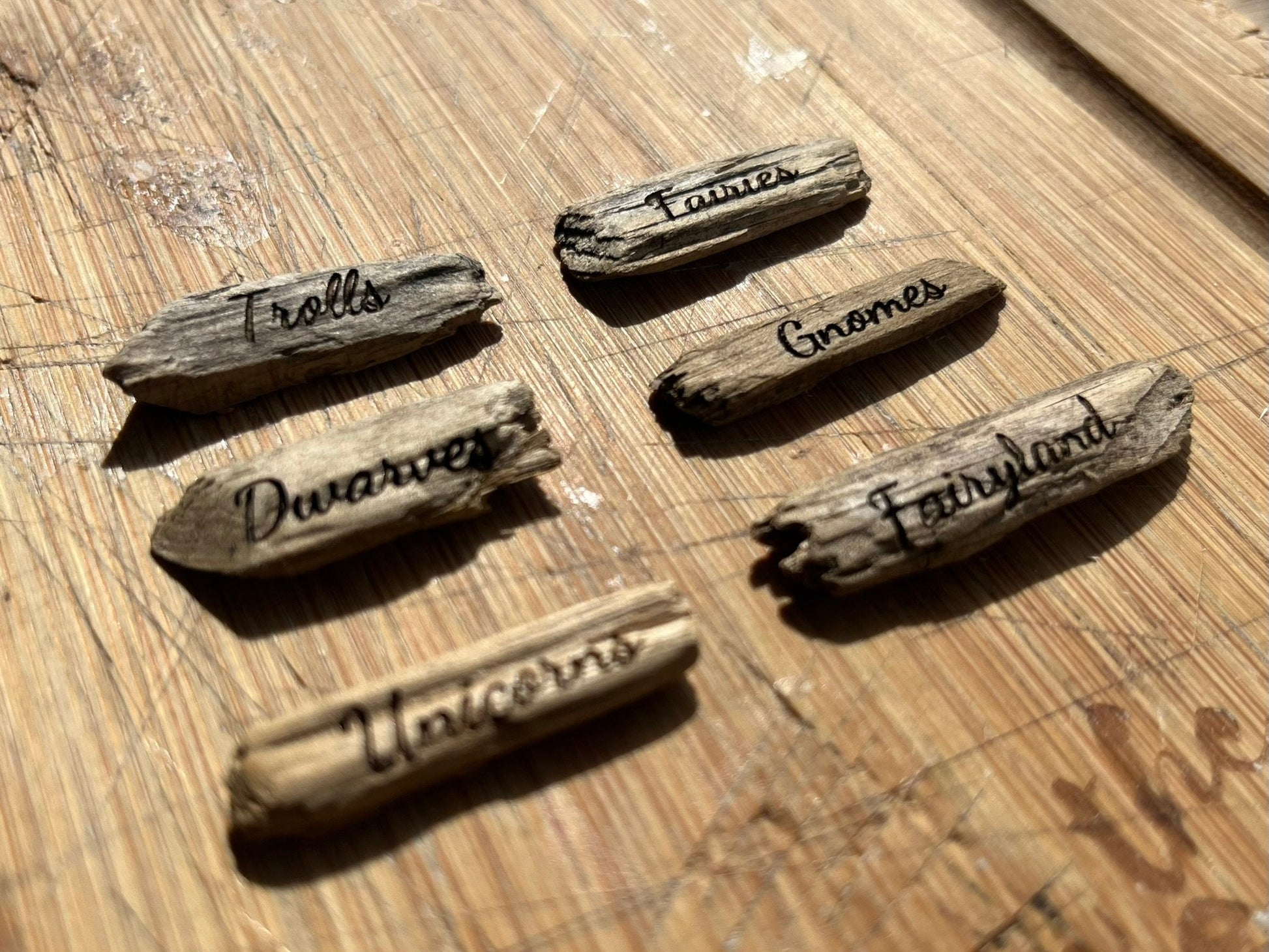 6x Personalized Engraved Wood Chips for your DIY Project