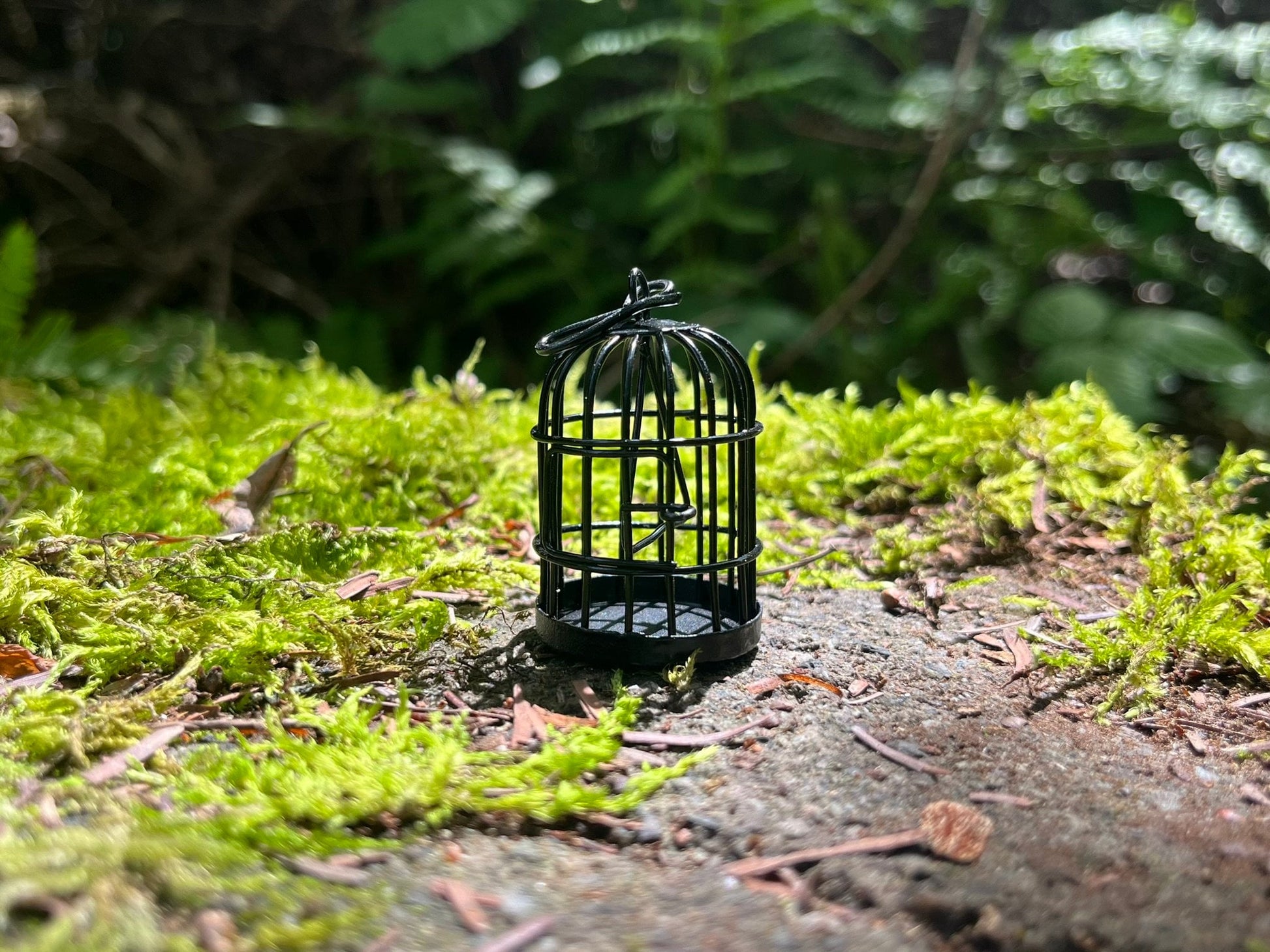 Enchanting Miniature Metal Fairy Birdcage - Vintage Rusty Ornaments for Fairy Gardens