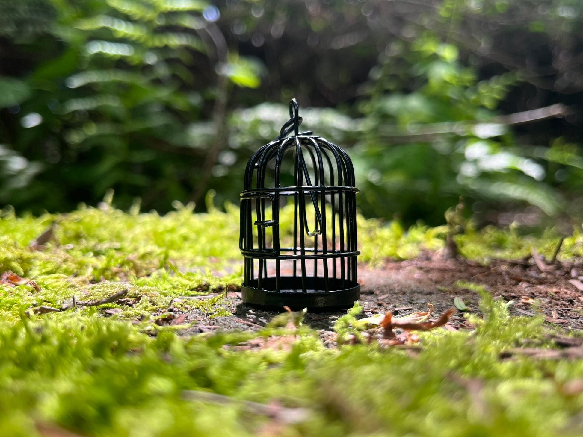 Enchanting Miniature Metal Fairy Birdcage - Vintage Rusty Ornaments for Fairy Gardens