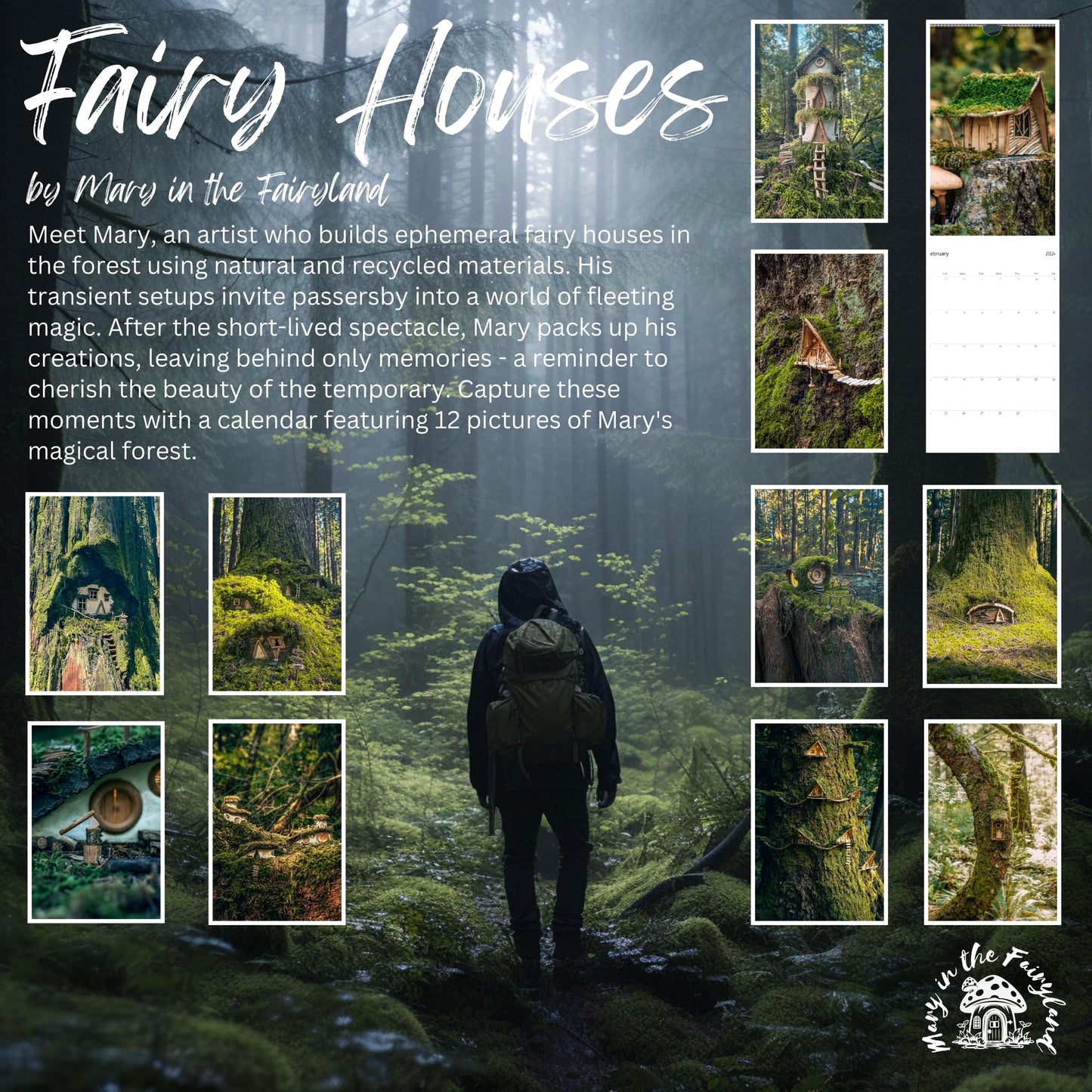 Fairy Houses Wall Calendar 2025: By Mary in the Fairyland (US & CA)