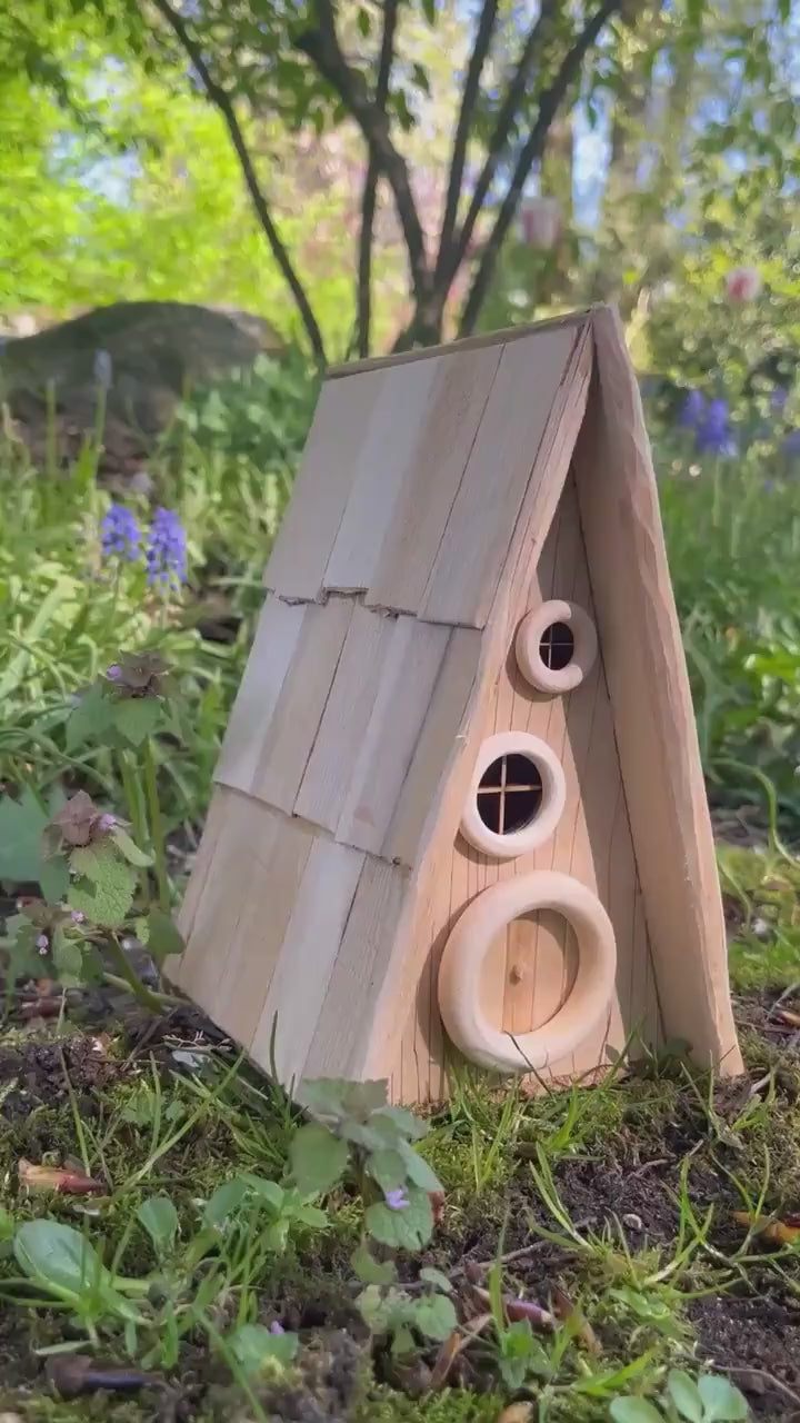 Outdoor A-Frame Fairy House - Handcrafted Fairy Garden Decor