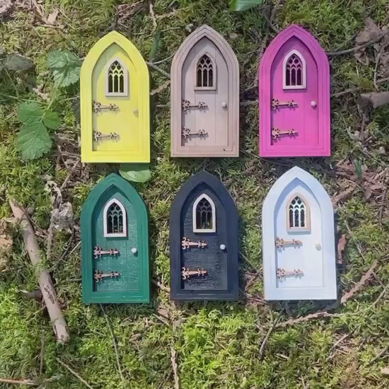 Enchanting Colored Gothic Fairy Doors for Outdoor Fairy Gardens