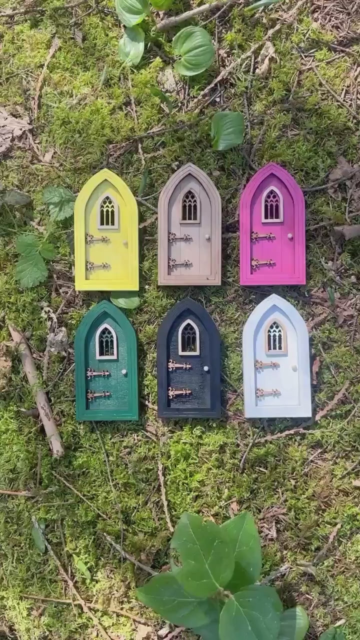 Enchanting Colored Gothic Fairy Doors for Outdoor Fairy Gardens